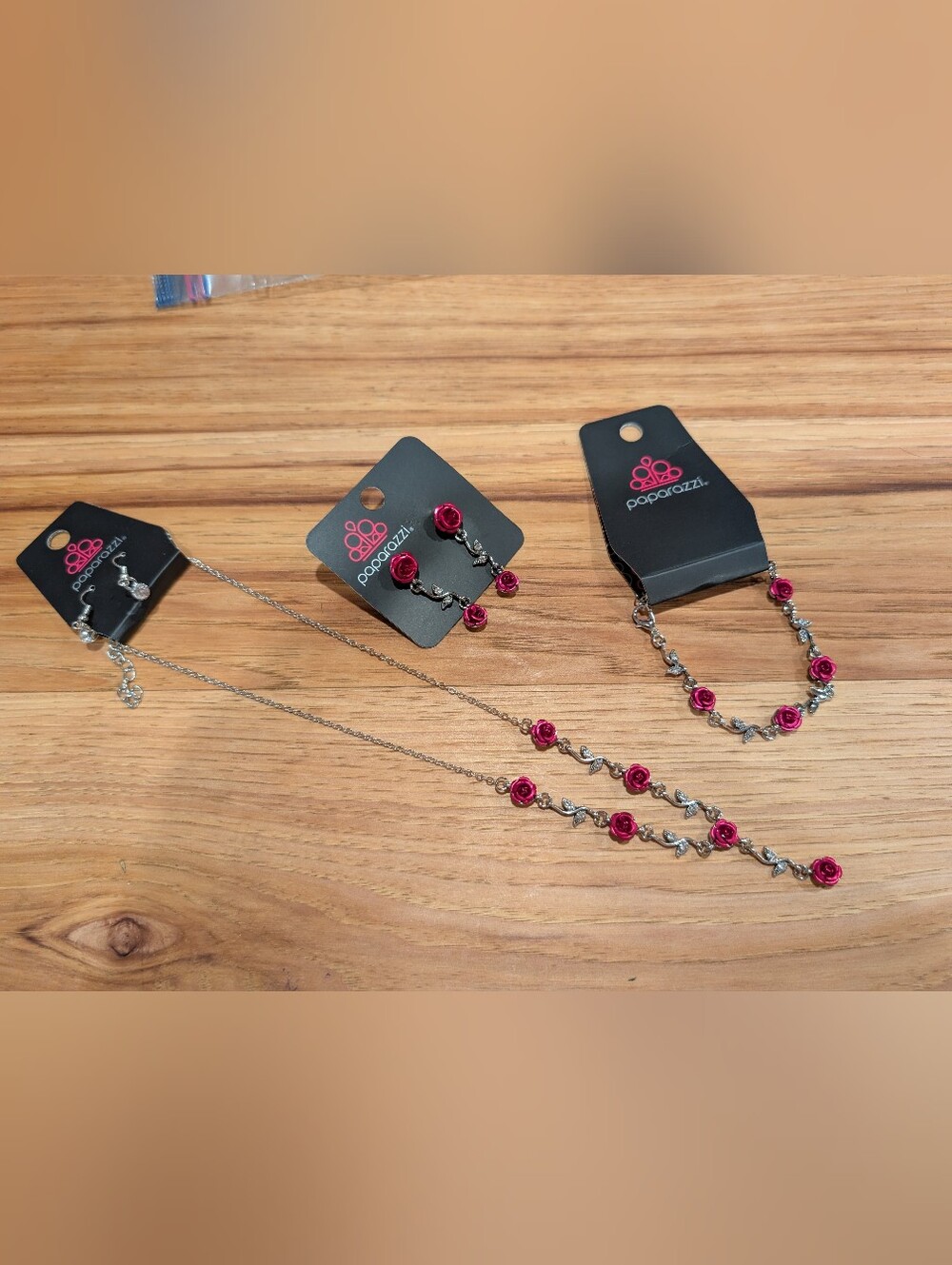 Paparazzi Pink Rose Vine Necklace and Earrings Set